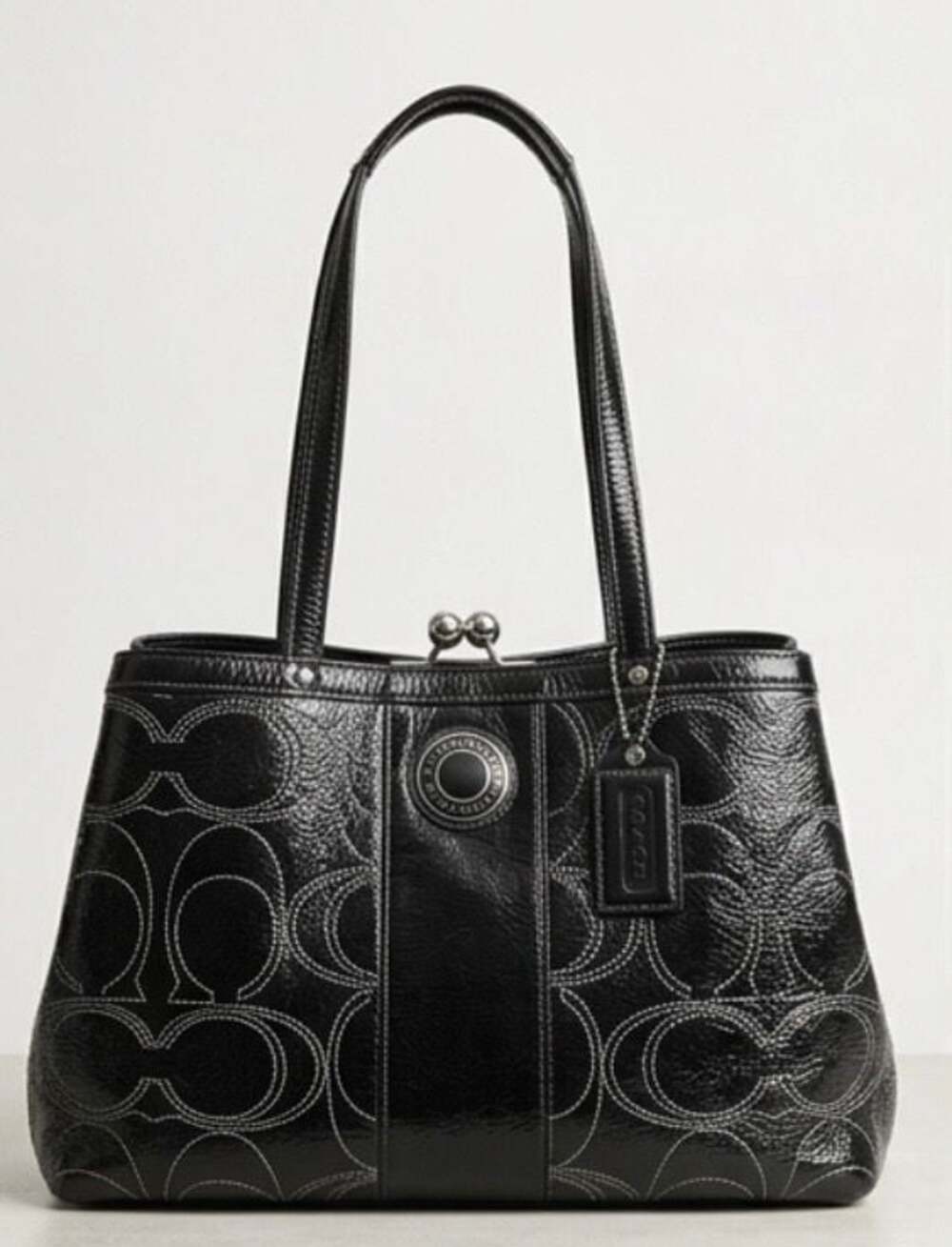 RARE Coach Audrey Stitched Patent Kisslock Tote - Y2K Vintage Find